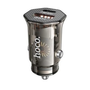 Încărcător auto Hoco DZ16 Apex PD30W+QC3.0 cu două porturi, transparent, negru