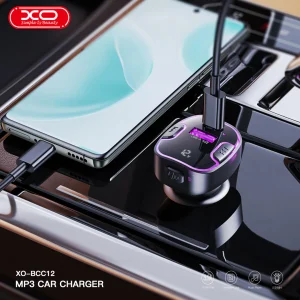 XO BCC12 Lumină de atmosferă inteligentă Bluetooth MP3+5V3.1A încărcată pentru mașină, neagră