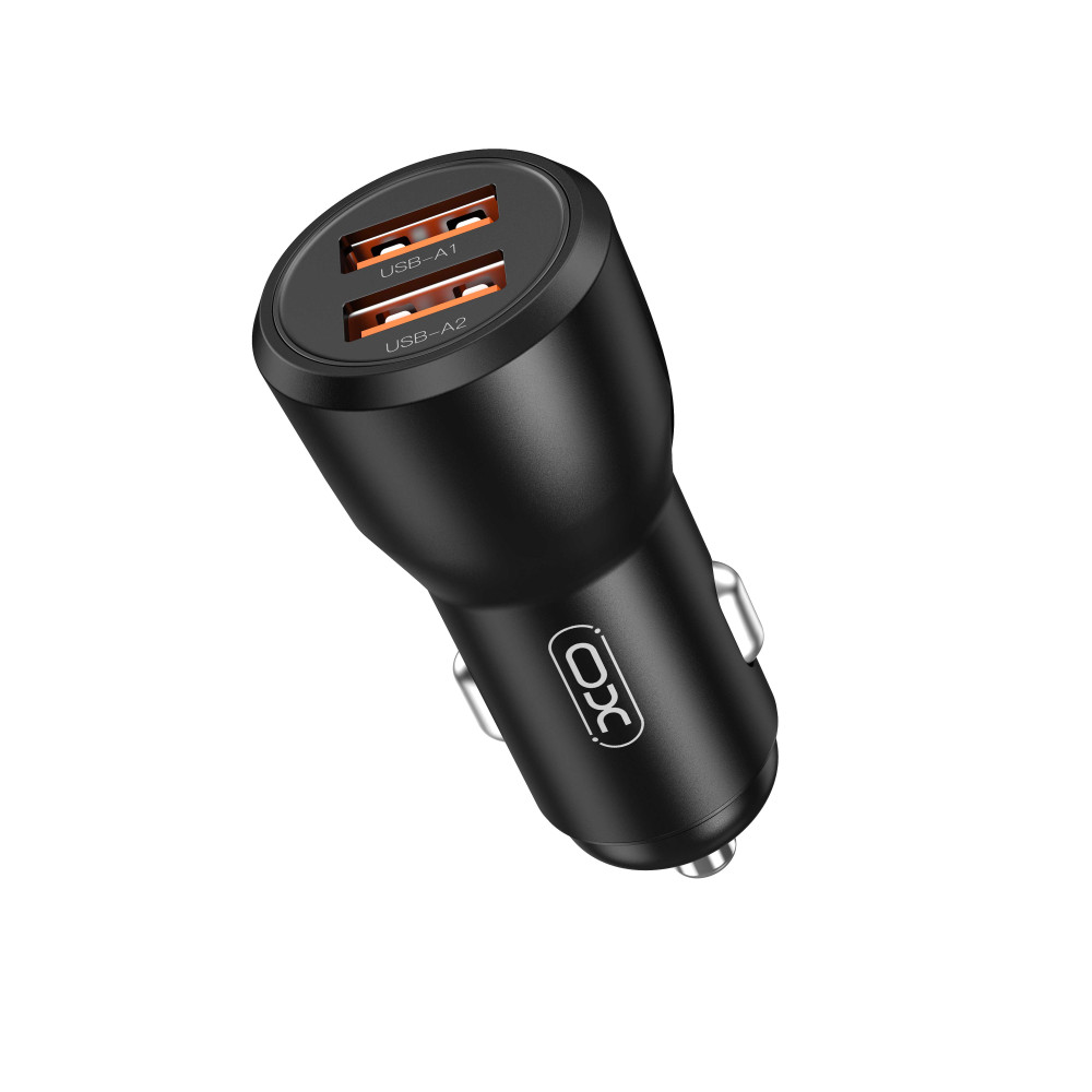 Încărcător auto cu porturi duble XO CC55 QC18W+USB12W, negru