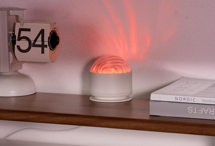 Lampă de proiector XO OZ17 cu 16 culori, alimentată prin USB, Aurora + Water Ripple, design cu abajur dublu, albă (cu telecomandă)