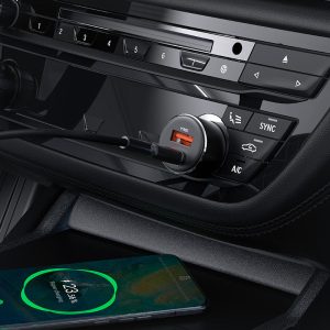 Încărcător auto ACEFAST B12 60W (USB-A+USB-C) cu două porturi, negru