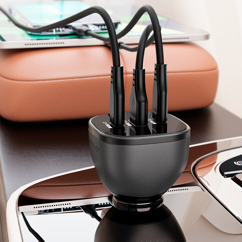 Încărcător auto ACEFAST B14 165W (2*USB-C+USB-A) cu 3 porturi, negru