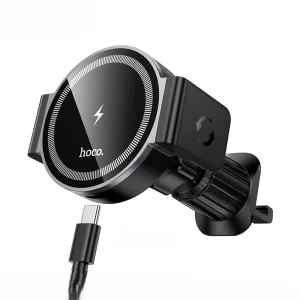 Suport auto magnetic electric Hoco HW35 Power cu încărcare rapidă wireless (orificie de aer) negru