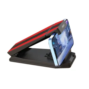 Suport pentru telefon mobil și tabletă XO C100, textură din piele, retro, cu clemă pentru bord, negru+roșu