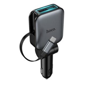 Hoco Z67 Triunfar PD60W(1C1A)+Type-C car charger with telescopic cable metal gray