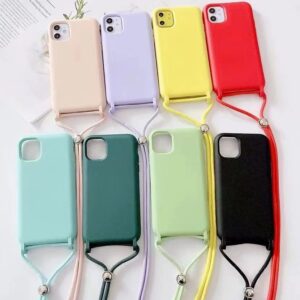 2.5MM Copy Silicone Case With Rope IP 15 Plus — Black