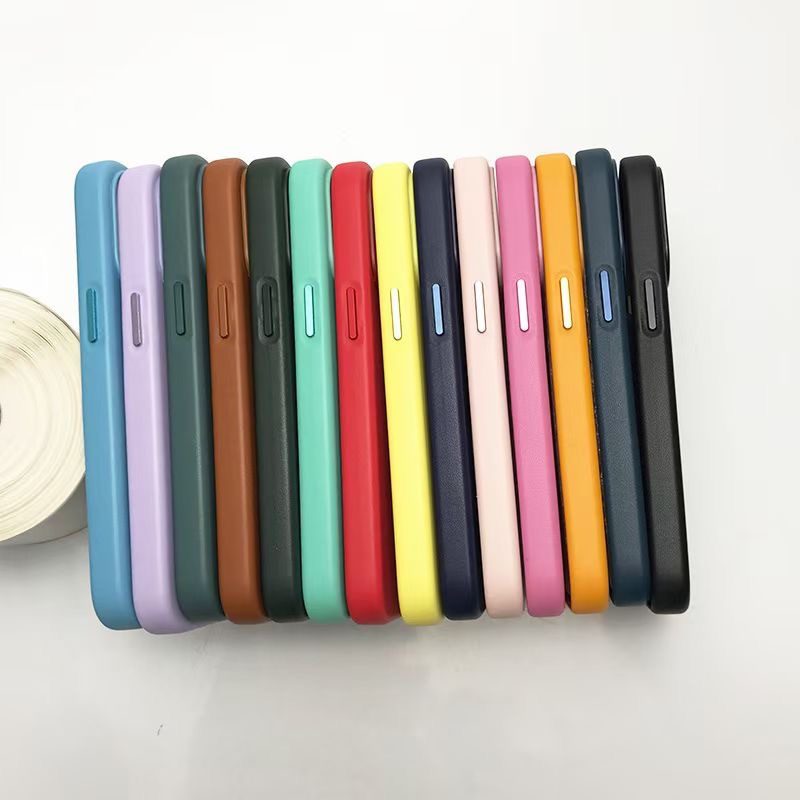 Leather Magnetic Case Without IC Notification IP 15 Pro — Fir Green - imagine 3