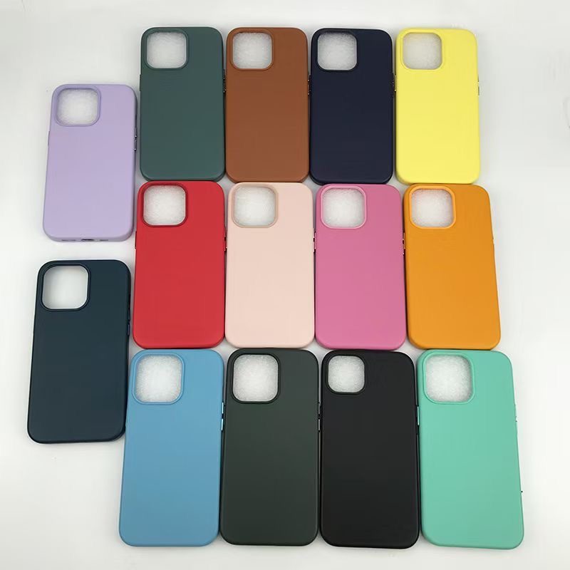 Leather Magnetic Case Without IC Notification IP 15 Pro — Fir Green - imagine 4