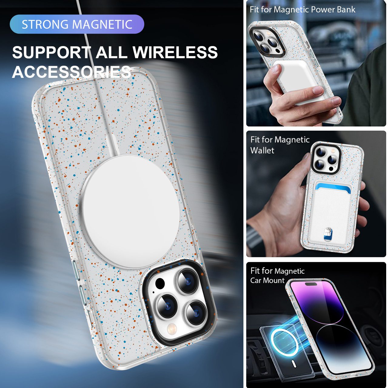 Snowflake Magnetic Case IP 14 Pro — Purple - imagine 4