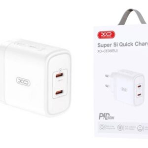 XO CE08 (EU) PD50W(2USB-C) Fast Charger CE White
