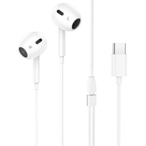 Hoco M101 Max Crystal grace Type-C wire-controled digital earphones with microphone white