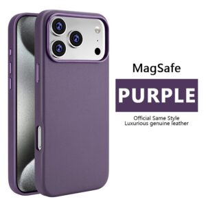 Leather Magnetic Case Without IC Notification IP 17 PM Elegant purple