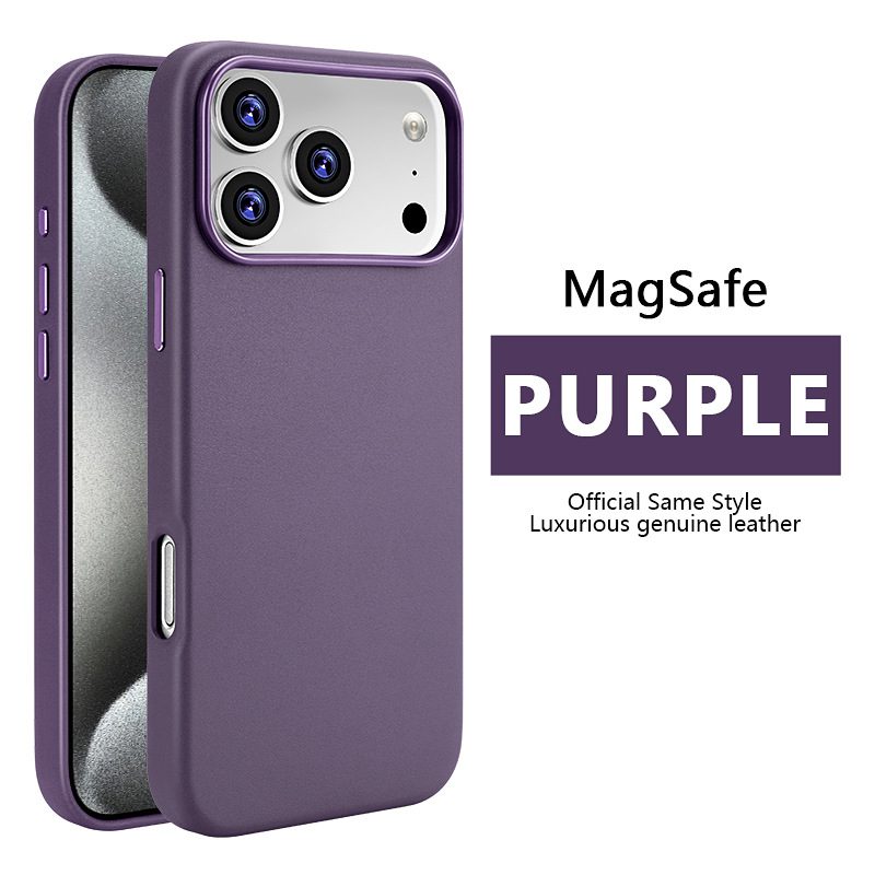 Leather Magnetic Case Without IC Notification IP 17 PRO Fir green - imagine 4