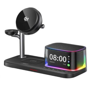 XO CX045 Smart TEC Semiconductor Cooling Qi 2.2 25W 5-in-1 Desktop Clock Stand Wireless Charger