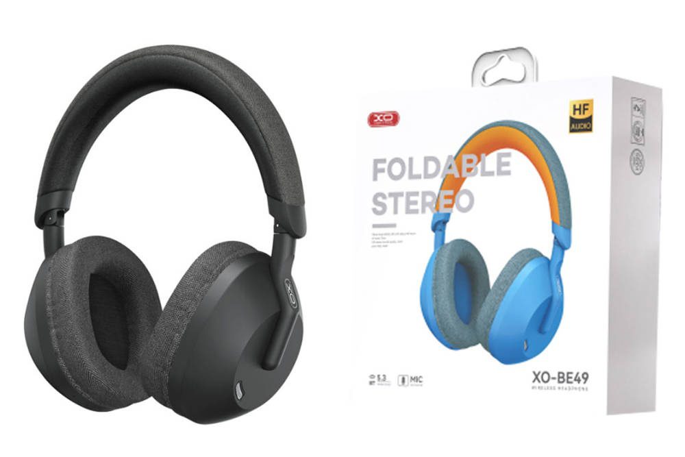 XO BE49 Qiyue ANC Noise Canceling Folding Headband Bluetooth Headset Black - imagine 3