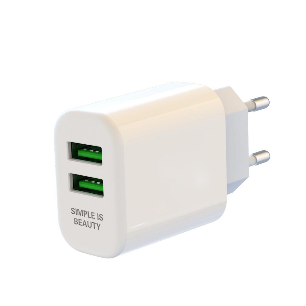 XO L85C EU double USB 2.4A Charger with ip cable White - imagine 2