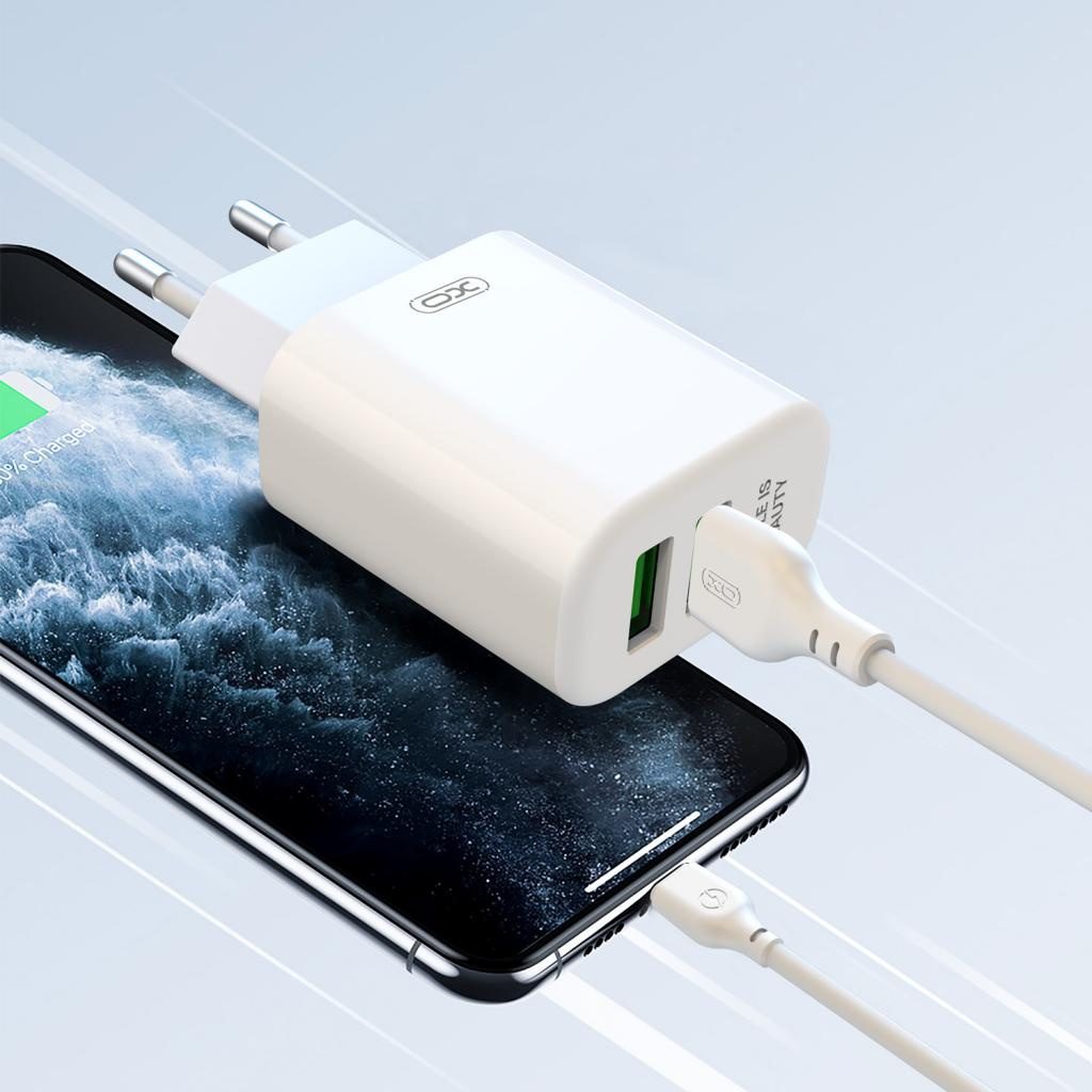 XO L85C EU double USB 2.4A Charger with Micro cable White - imagine 4