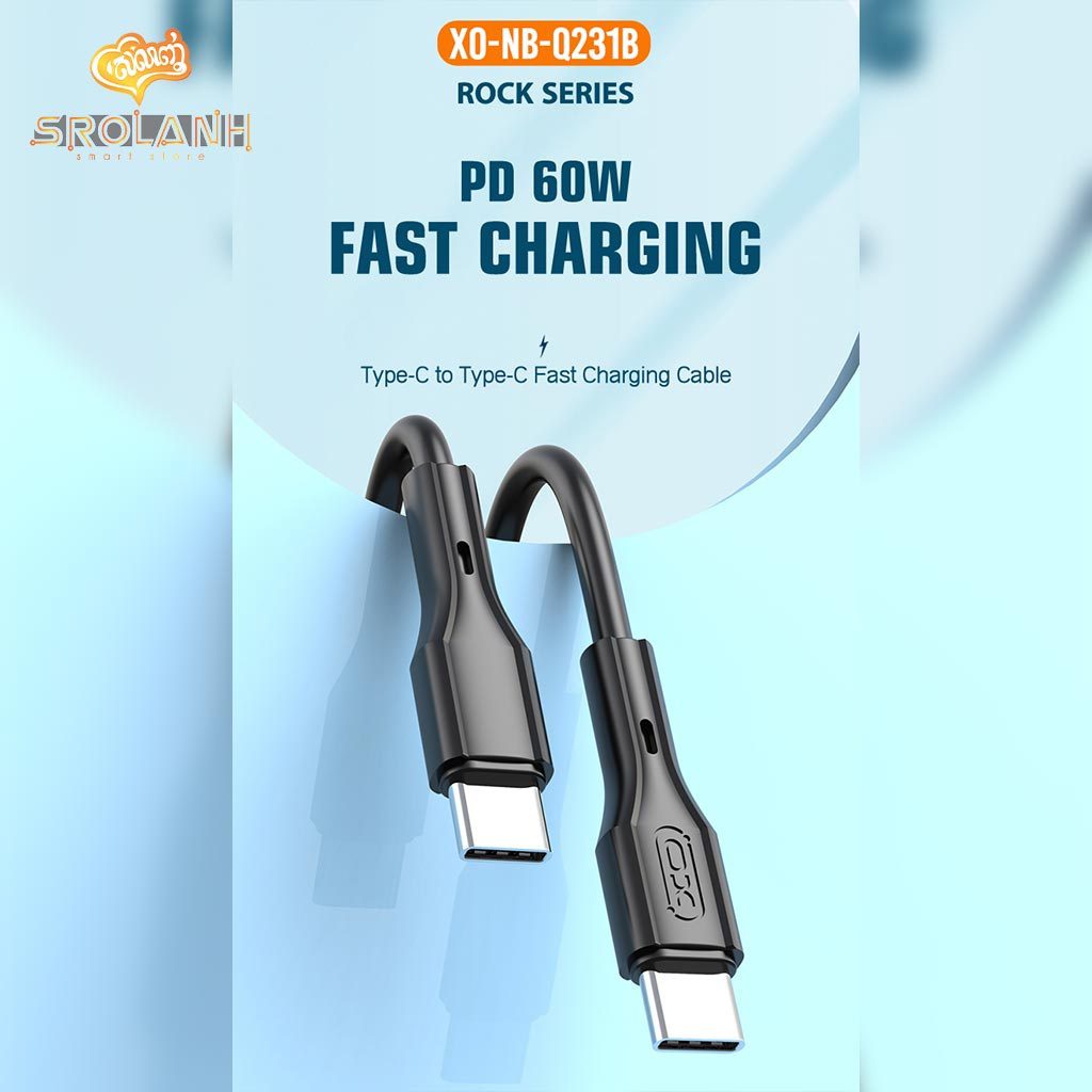 XO NBQ231B Rock Series Type-c to Type-c 60W Data Cable Black - imagine 4