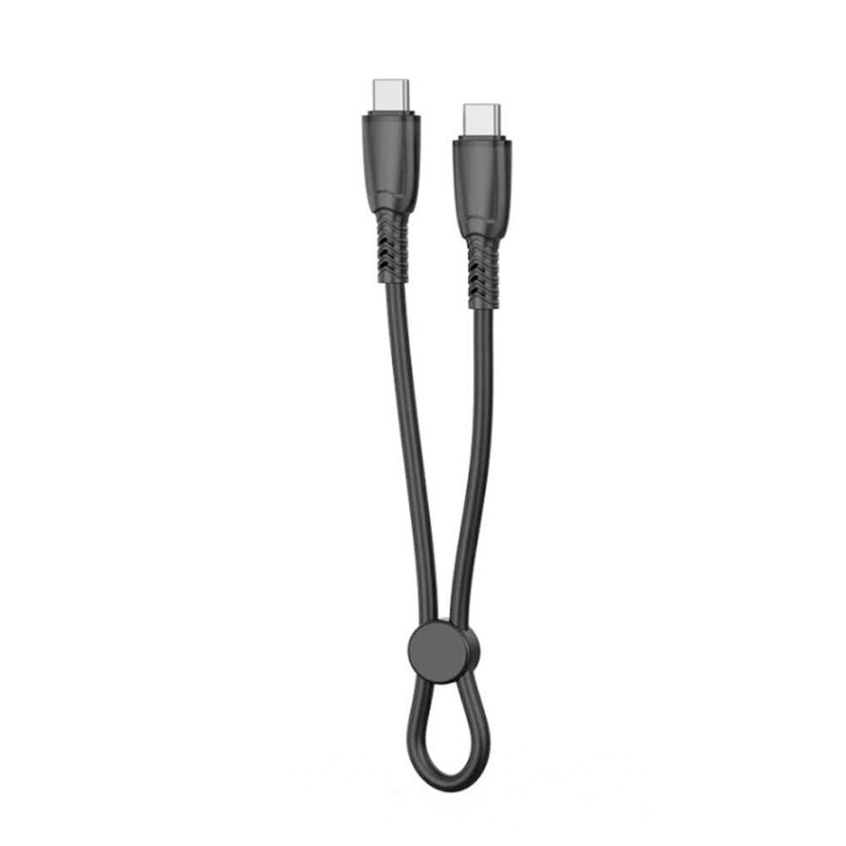 XO NB-Q248B Suluo Series Portable Silicone Type-c to Type-C 60W Data Cable L=25cm Strip Cable Black - imagine 2