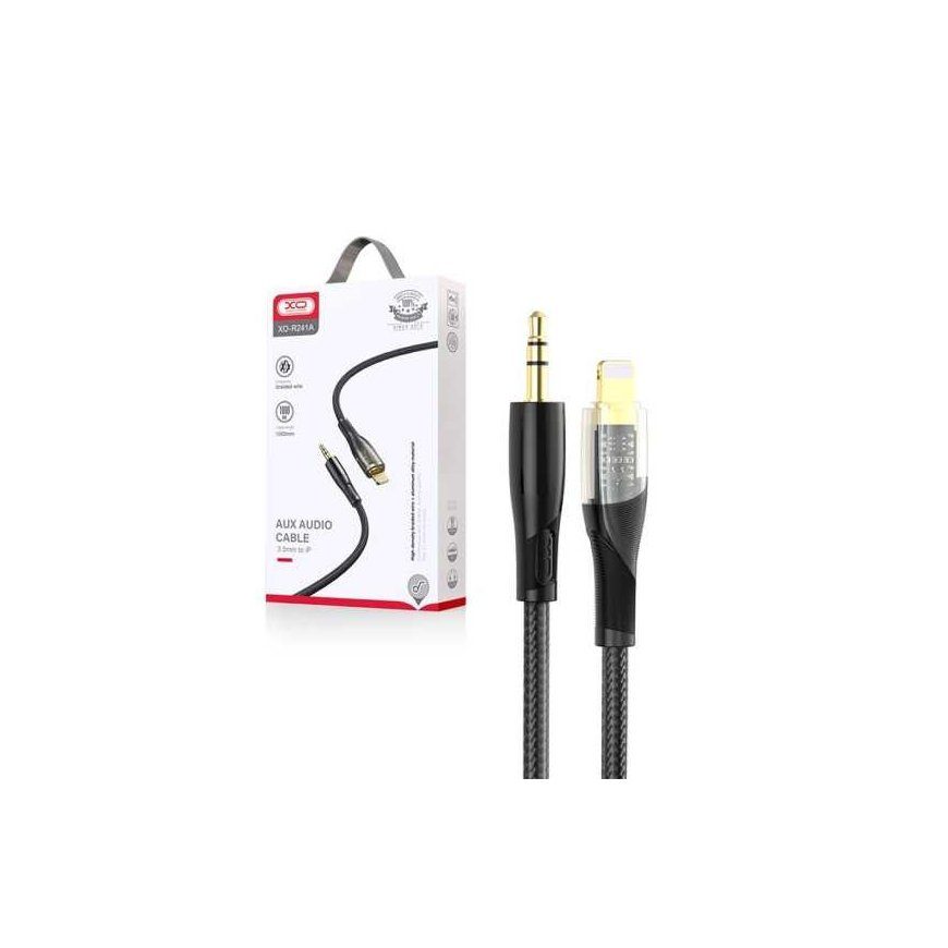 XO NB-R241A Lightning to 3.5 Transparent audio cable Black - imagine 2
