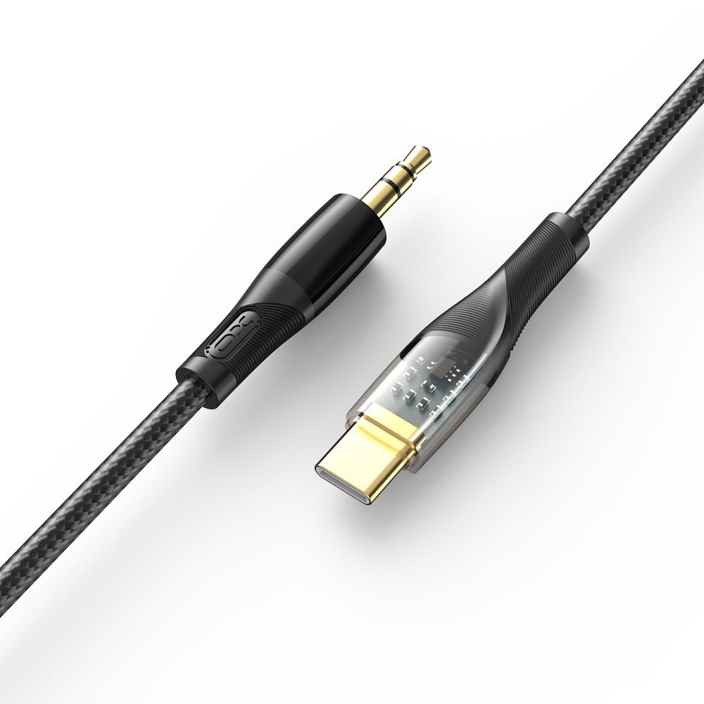 XO NB-R241A Lightning to 3.5 Transparent audio cable Black