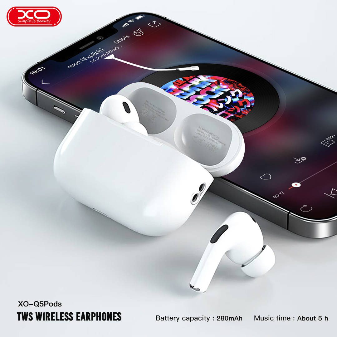 XO Q5Pods Bluetooth headset (full functions) White - imagine 4