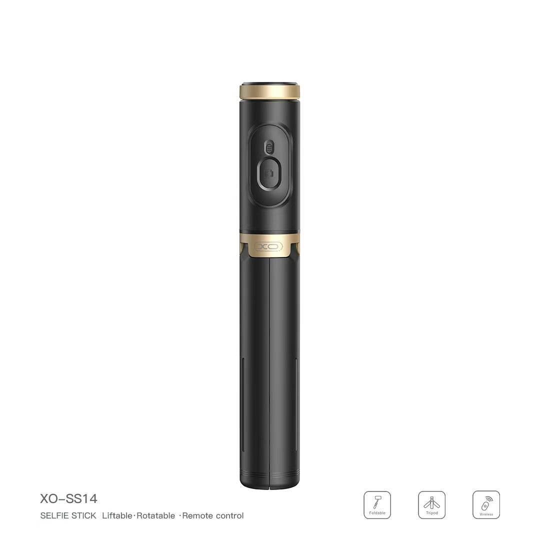 XO SS14 Integrated Hidden Reinforced Tripod Bluetooth Selfie Stick (Aluminium Rod) 72CM Black - imagine 2