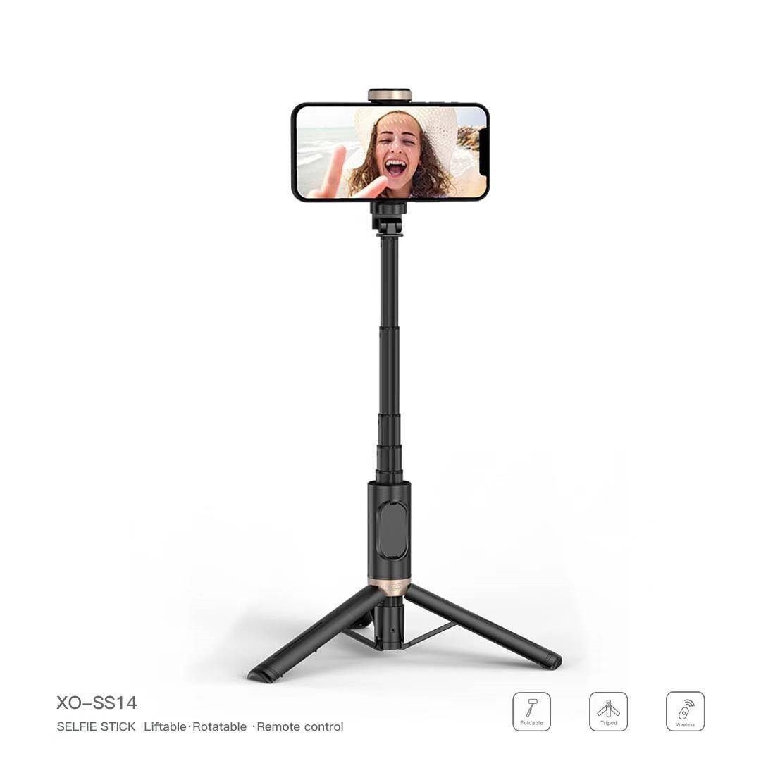 XO SS14 Integrated Hidden Reinforced Tripod Bluetooth Selfie Stick (Aluminium Rod) 72CM Black