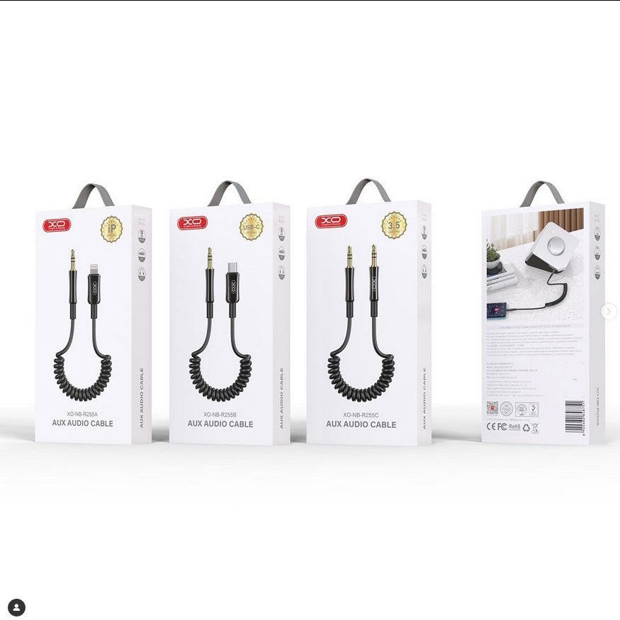 XO NB-R255C 3.5 TO 3.5 Spring Audio Cable Black - imagine 2