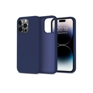 XO K10B iP15 Pro Max 6.7″ Conventional Liquid Silicone Phone Case Dark Blue