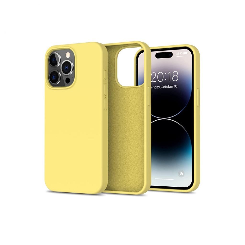 XO K10B iP15 6.1″ Conventional Liquid Silicone Phone Case Yellow