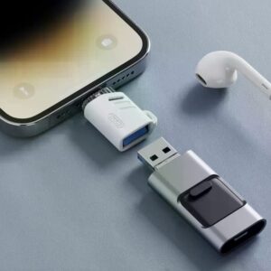 XO NB256A USB-A Female to Apple OTG Adapter (with Lanyard) White