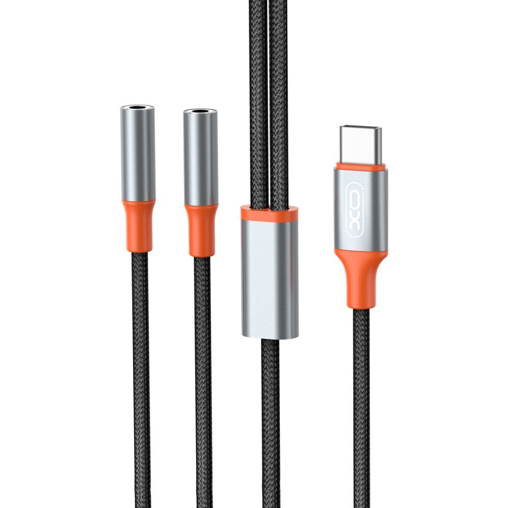XO NB-R269B Couple Cable Type-c to Dual 3.5 Female Adapter 1.2m Black - imagine 2
