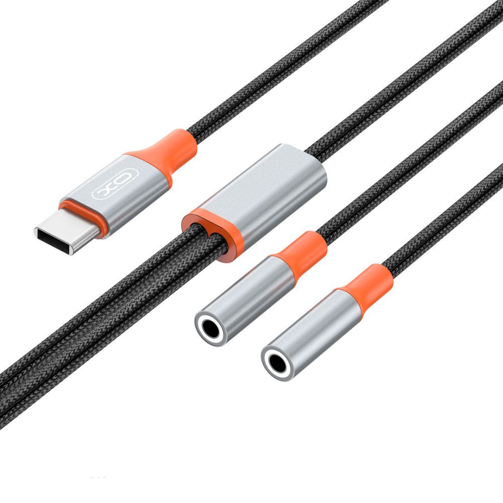 XO NB-R269B Couple Cable Type-c to Dual 3.5 Female Adapter 1.2m Black - imagine 3