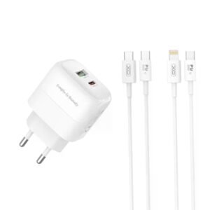 XO L137(EU) PD20W/QC18W (1USB-A+1USB-C) Fast Charger with Lightning cable White