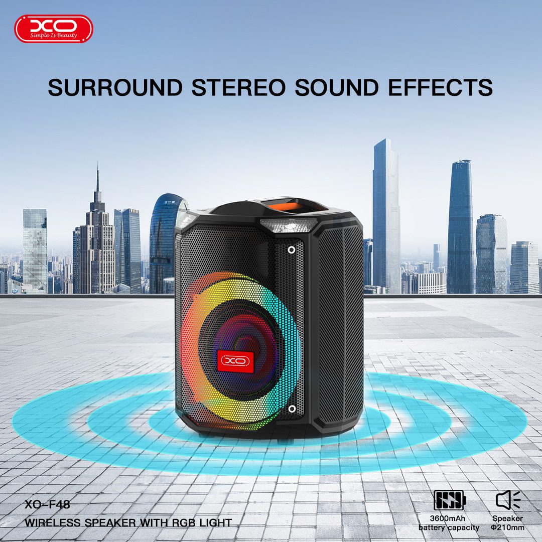 XO F48 Dual Wheat 8″ Phantom RGB Bluetooth Speaker 40W (with remote control) Black - imagine 3