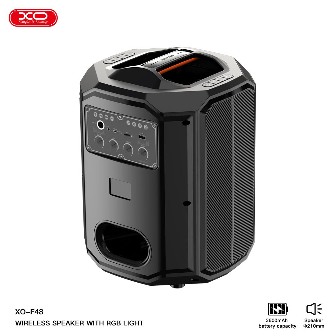 XO F48 Dual Wheat 8″ Phantom RGB Bluetooth Speaker 40W (with remote control) Black - imagine 4