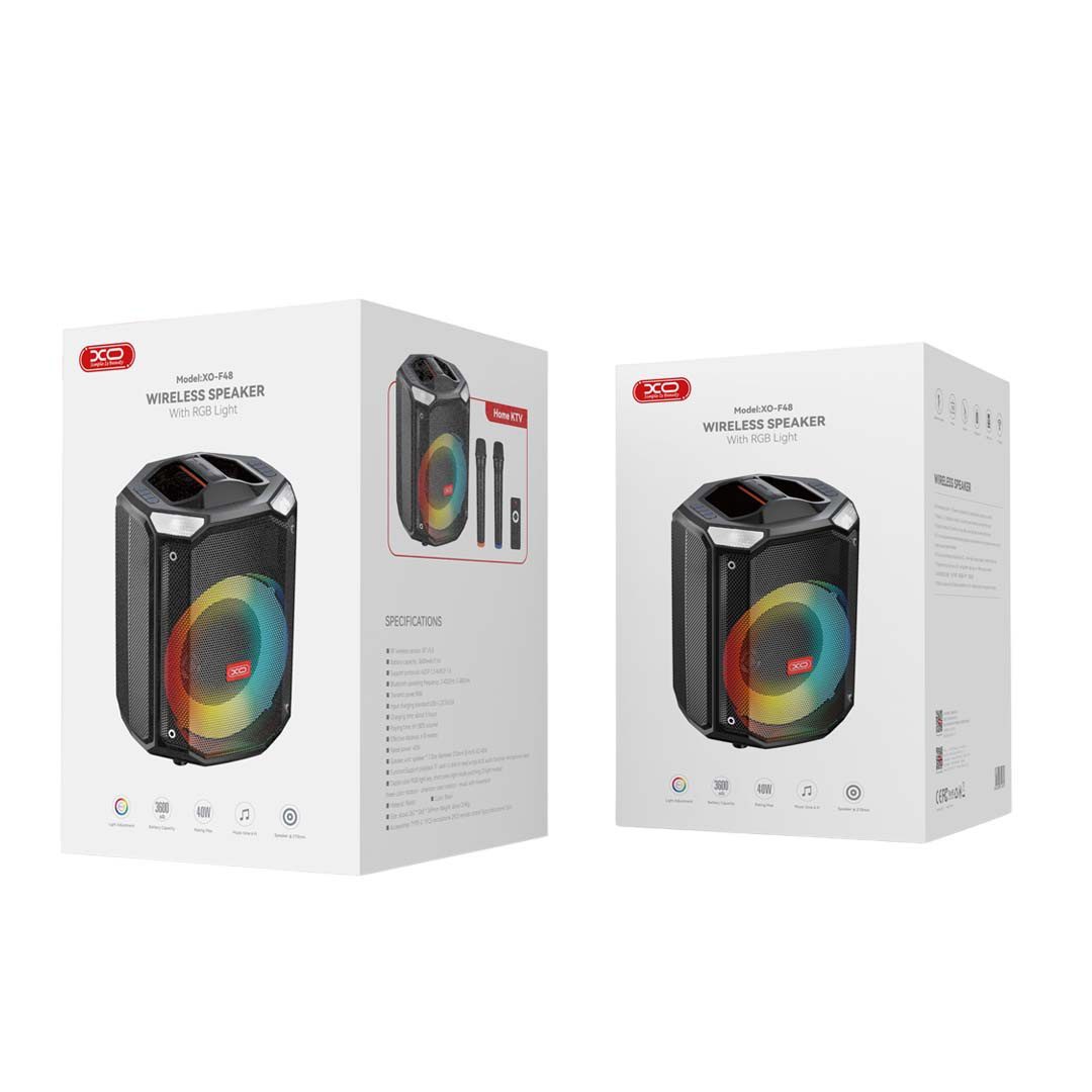 XO F48 Dual Wheat 8″ Phantom RGB Bluetooth Speaker 40W (with remote control) Black