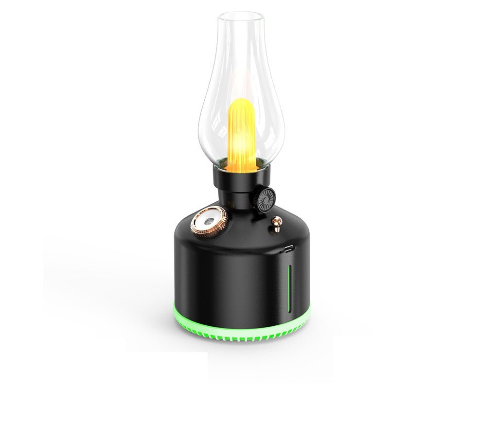 XO HF06 Kerosene Lamp Style Colourful Ambient Night Light Humidifying Mist (1200mAh) Black