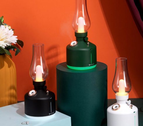 XO HF06 Kerosene Lamp Style Colourful Ambient Night Light Humidifying Mist (1200mAh) green - imagine 2