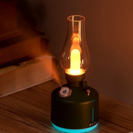 XO HF06 Kerosene Lamp Style Colourful Ambient Night Light Humidifying Mist (1200mAh) green - imagine 3