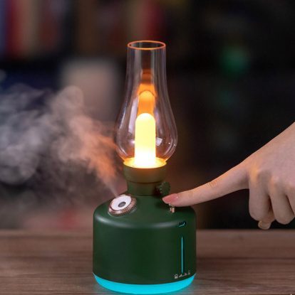 XO HF06 Kerosene Lamp Style Colourful Ambient Night Light Humidifying Mist (1200mAh) green