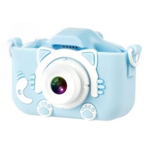XO XJ01 Cartoon Dual Lens Kids Camera with Silicone Case Blue