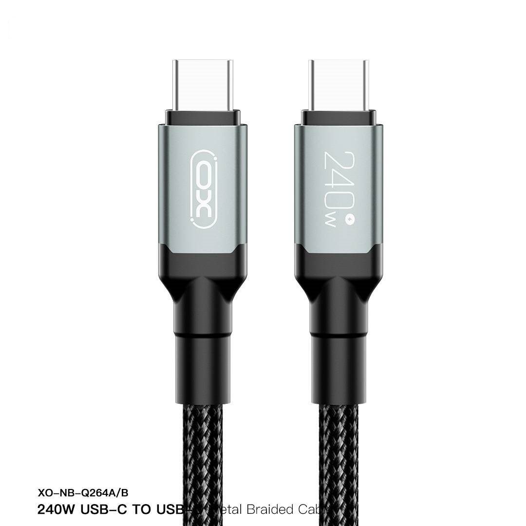 XO NB-Q264A Type-c to Type-c 240W High Power Data Cable 1m Black - imagine 2
