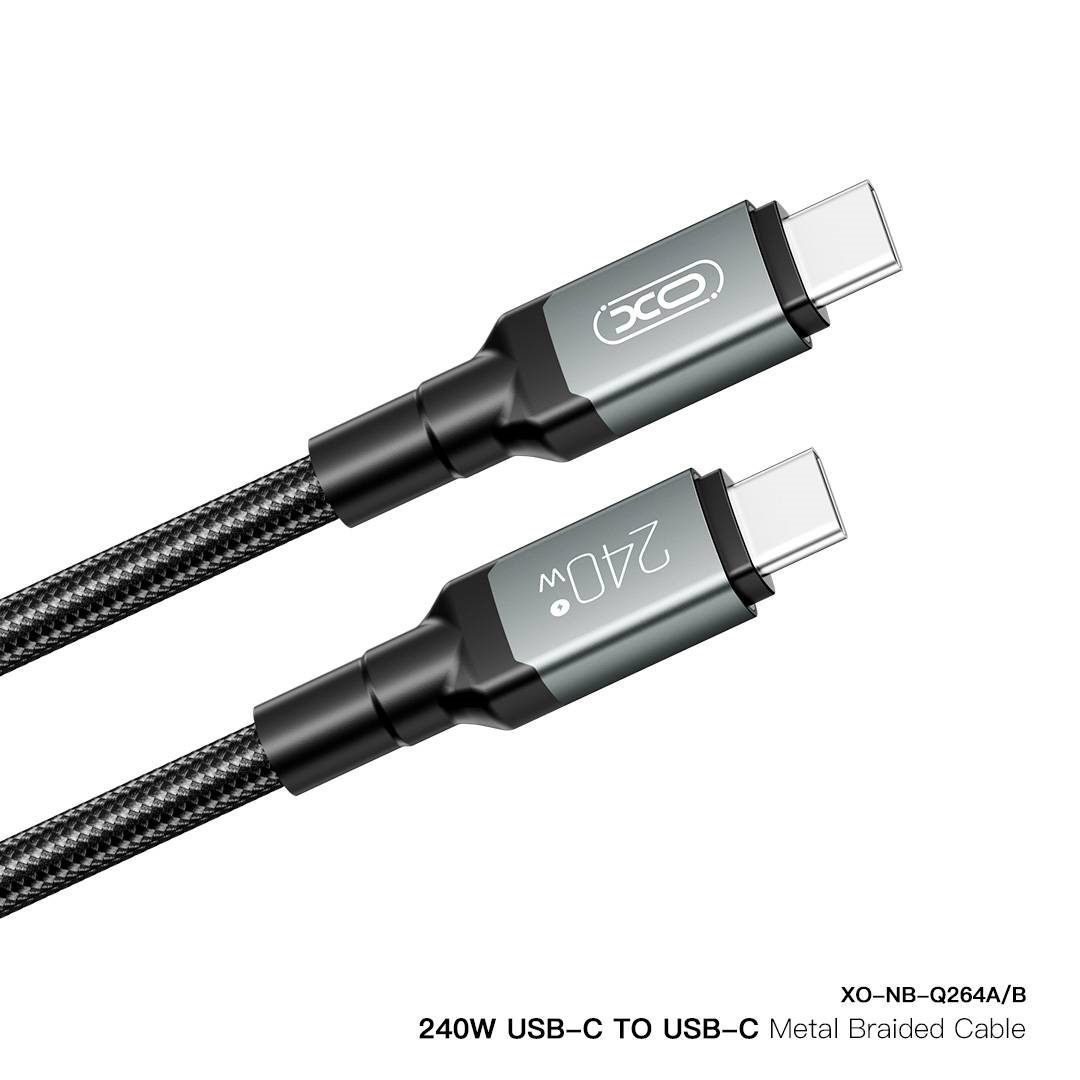 XO NB-Q264A Type-c to Type-c 240W High Power Data Cable 1m Black - imagine 3
