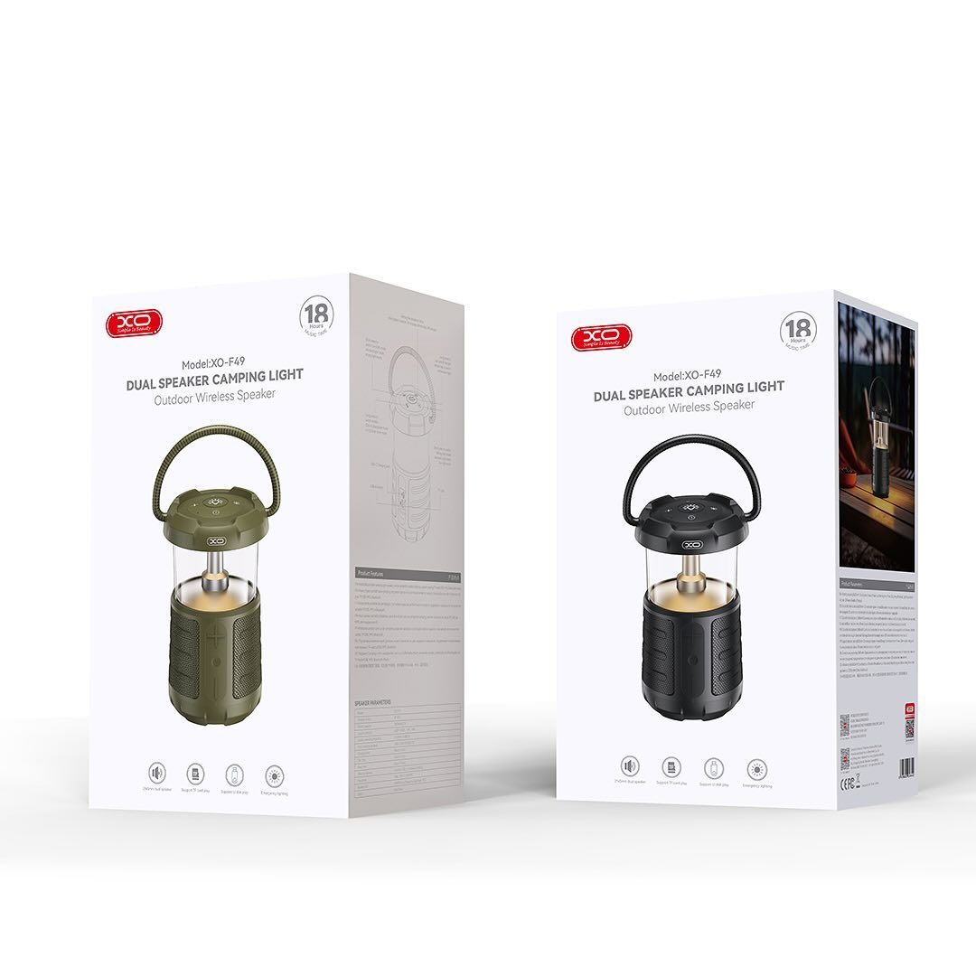 XO F49 Outdoor Dual Speaker Camping Light Audio (15W 3600mAh) Green - imagine 2