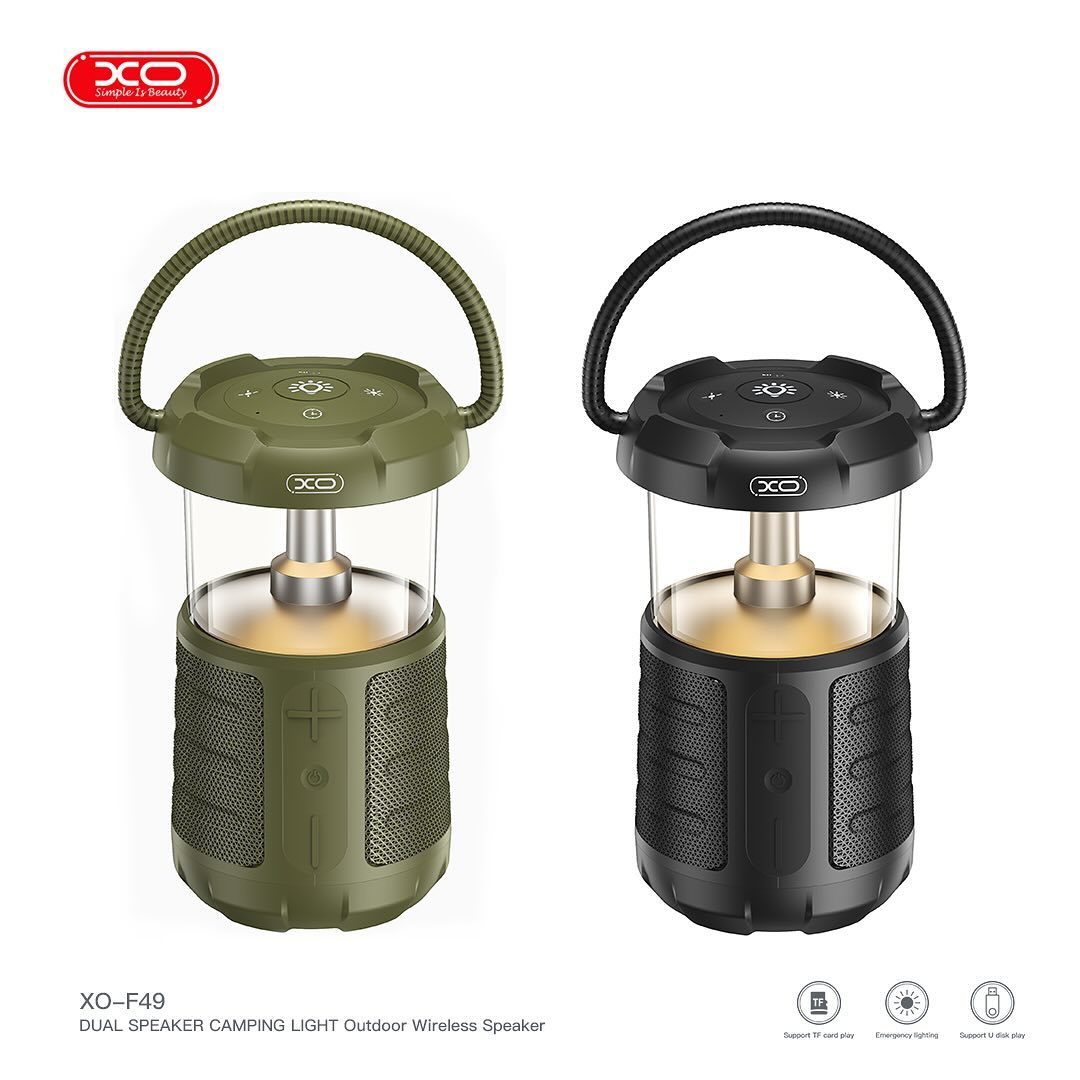 XO F49 Outdoor Dual Speaker Camping Light Audio (15W 3600mAh) Green - imagine 3