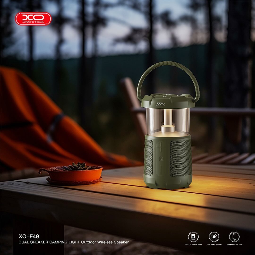 XO F49 Outdoor Dual Speaker Camping Light Audio (15W 3600mAh) Green - imagine 4
