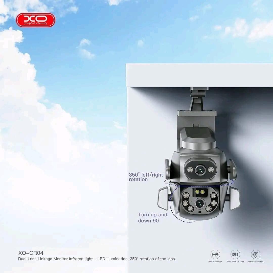 XO CR04 Robot 400W Pixel Dual Screen Outdoor Dome Camera 2.4G Wireless WiFi Black - imagine 3