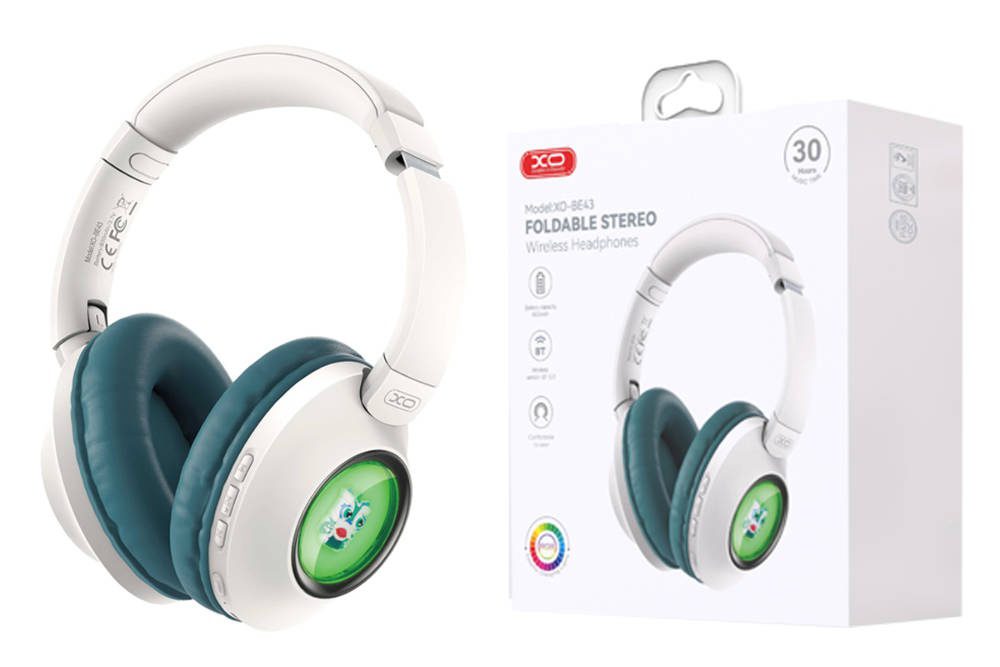 XO BE43 Lion Dancing Folding Headband Bluetooth Headset Green - imagine 2